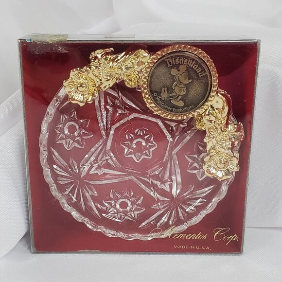 VTG Disneyland Mickey Mouse Crystal Trinket/ jewelry Dish USA Collector NOS - Picture 9 of 10